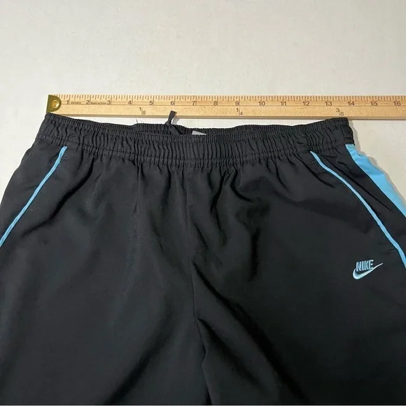 Nike Cropped Black With Blue Accents Elastic Waist Track Pants Size Medium‎ - Picture 7 of 10